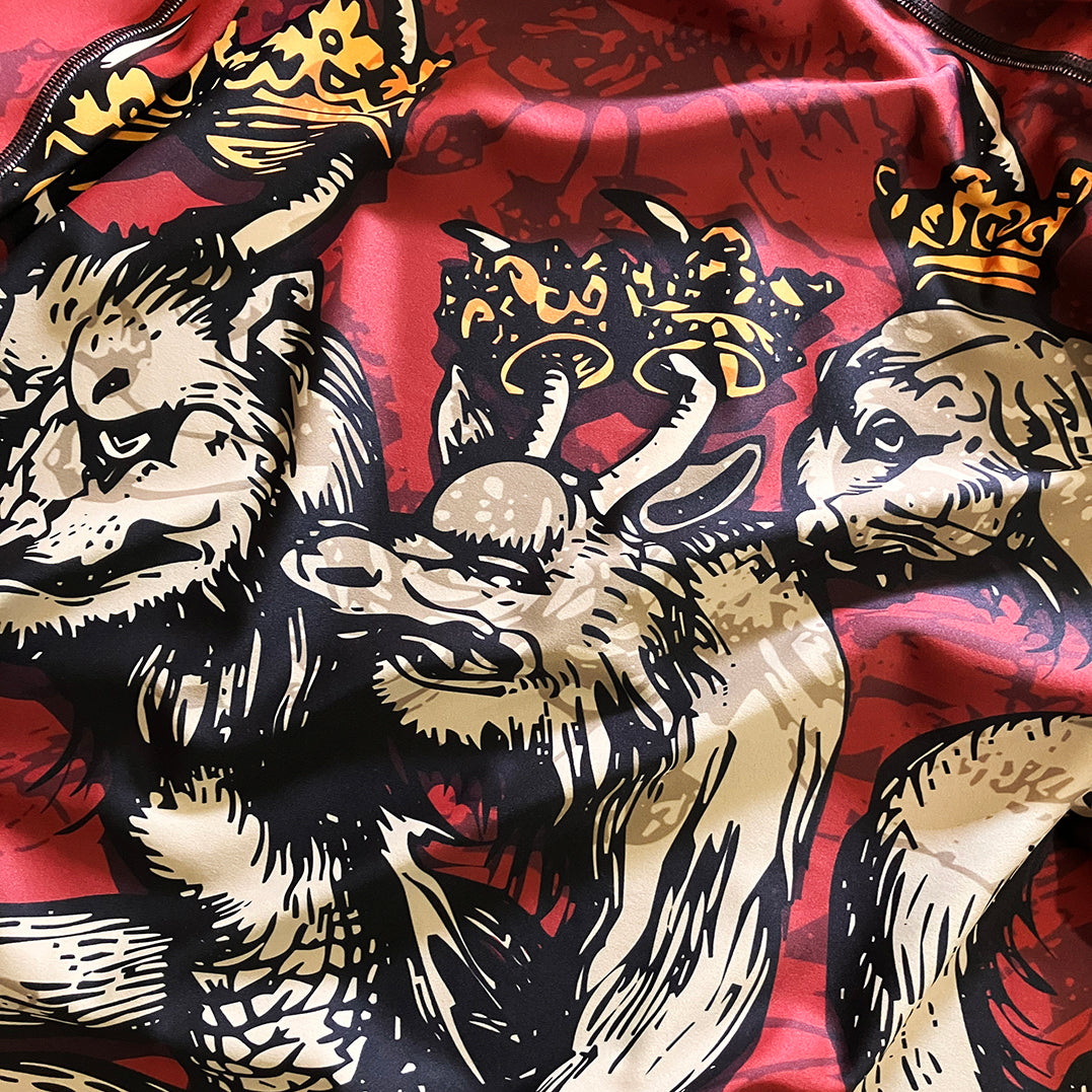 Men's RED "Training for the Apocalypse since 1333" Rashguard