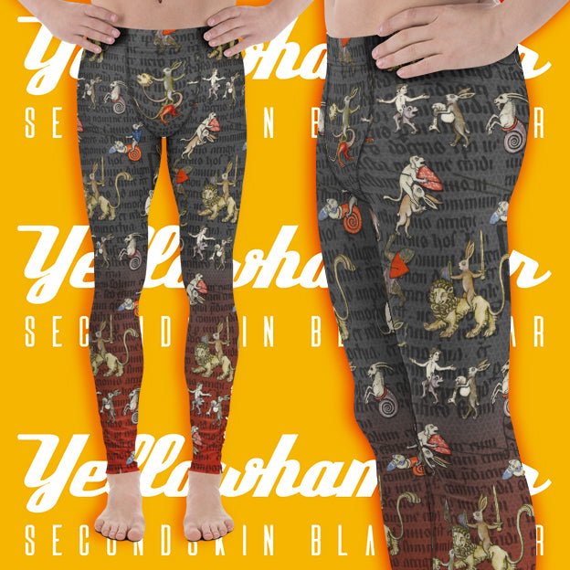 Men's : Manic Medieval Marginalia Rabbits :  Leggings