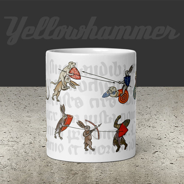 Manic Medieval Marginalia Bunnies mug