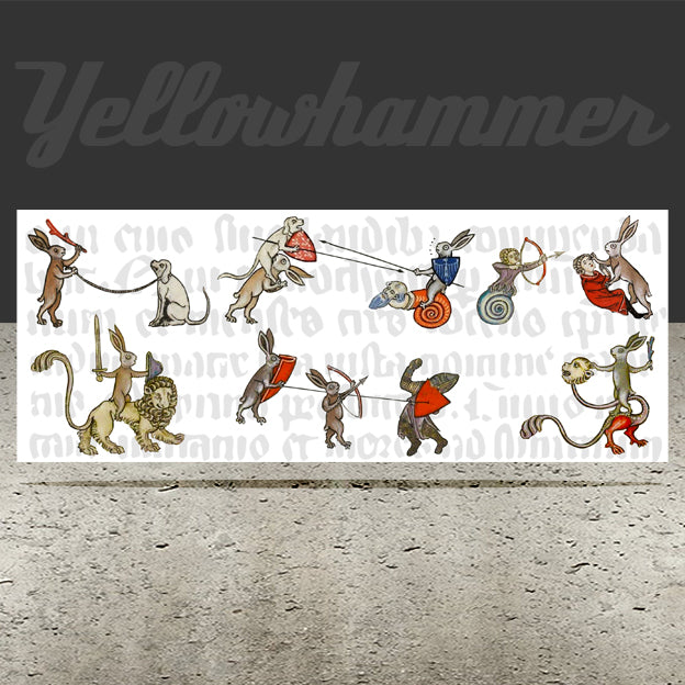 Manic Medieval Marginalia Bunnies mug