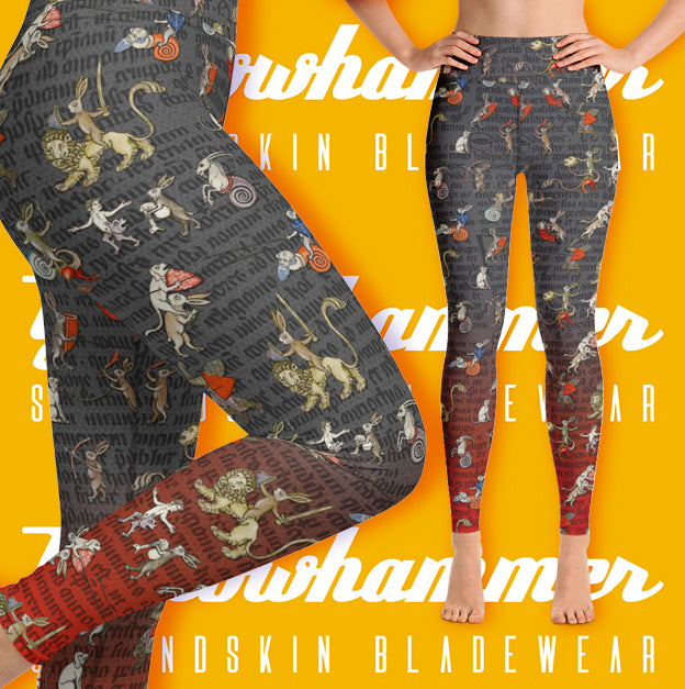 Women's : Manic Medieval Marginalia Rabbits : Yoga Leggings