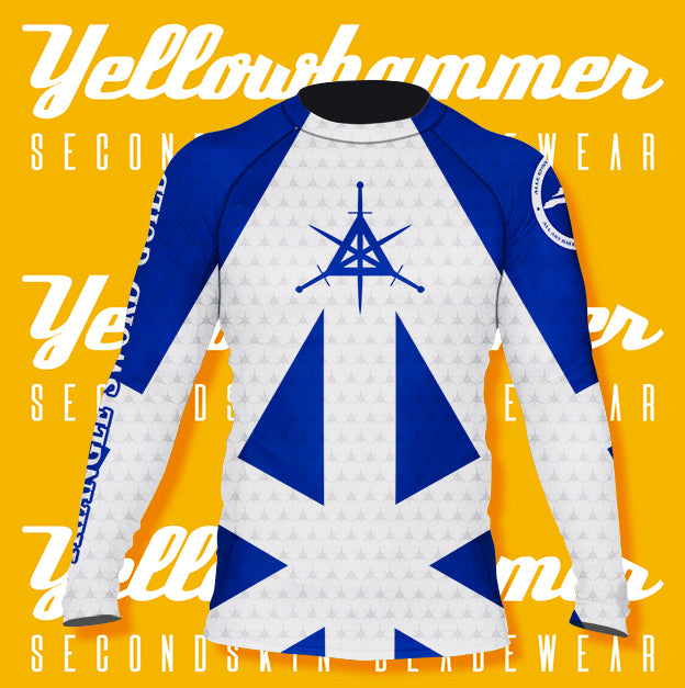 Men's Yellowhammer Custom Triangle Sword Guild blue rashguard