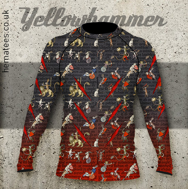 Men's Manic Medieval Marginalia Rabbits Rashguard LAST CHANCE TO BUY, WILL BE DELETED AUGUST 31ST