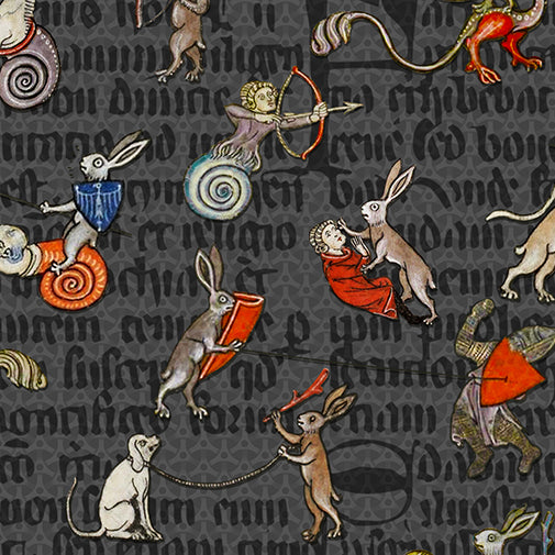 Women's Yellowhammer Manic Medieval Marginalia Rabbits leggings - Hematees