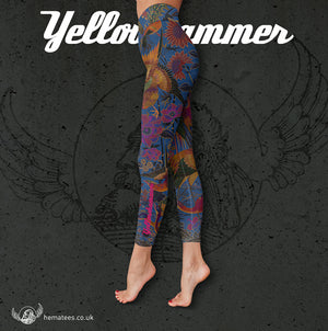 Women's Yellowhammer Japanese silk print leggings - Hematees