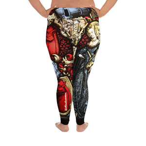Women's Yellowhammer The Lady and the Red Boar Stained Glass plus size leggings - Hematees
