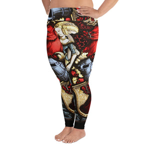 Women's Yellowhammer The Lady and the Red Boar Stained Glass plus size leggings - Hematees